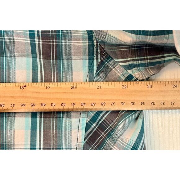 prAna Men's Milo Short Sleeve Shirt Green Plaid Pearl Snap Organic Cotton Large - Picture 9 of 9